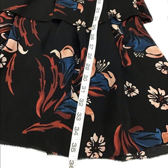 Joie Nour Black Flora Silk Ruffle Neck Long Sleeve Mini Dress New With Tag Sz S - Picture 5 of 7